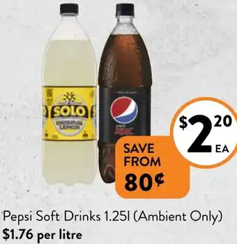 Foodworks Pepsi Soft Drinks 1.25l offer