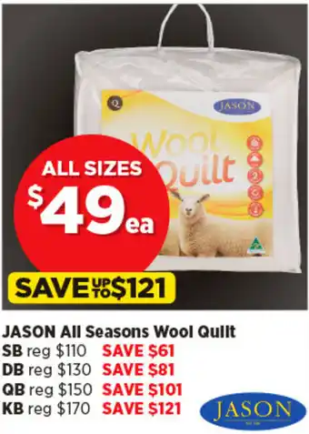 Spotlight JASON All Seasons Wool Quilt offer