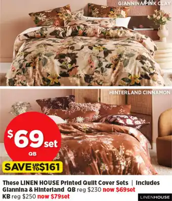 These LINEN HOUSE Printed Quilt Cover Sets | Includes Glannina & Hinterland