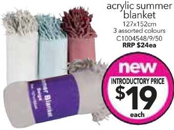 Cheap as Chips acrylic summer blanket offer