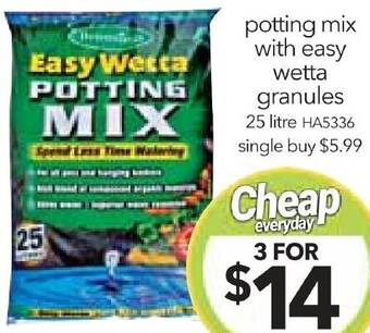 Cheap as Chips potting mix with easy wetta granules offer
