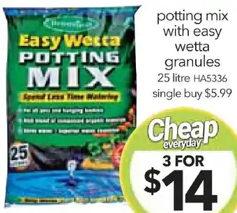 Cheap as Chips potting mix with easy wetta granules offer