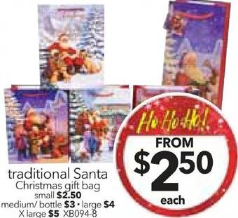 Cheap as Chips traditional Santa Christmas gift bag offer