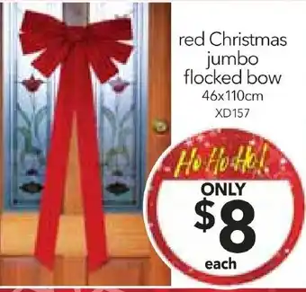 red Christmas jumbo flocked bow