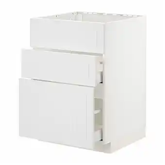 Metod / maximera base cab f sink+3 fronts/2 drawers, white/stensund white, 60x60x80 cm
