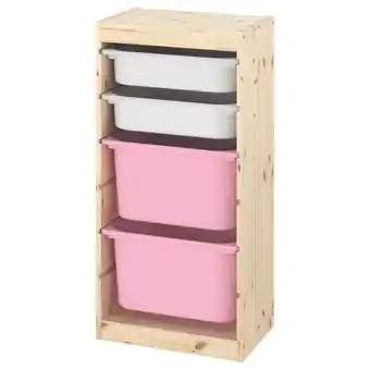 IKEA Trofast storage combination with boxes, light white stained pine white/pink, 44x30x91 cm offer