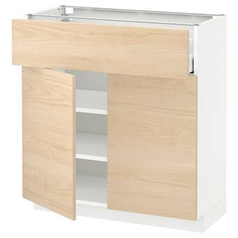 IKEA Metod / maximera base cabinet with drawer/2 doors, white/askersund light ash effect, 80x37x80 cm offer