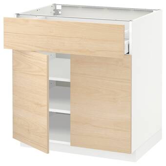 IKEA Metod / maximera base cabinet with drawer/2 doors, white/askersund light ash effect, 80x60x80 cm offer