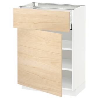 IKEA Metod / maximera base cabinet with drawer/door, white/askersund light ash effect, 60x37x80 cm offer