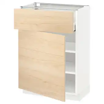 Metod / maximera base cabinet with drawer/door, white/askersund light ash effect, 60x37x80 cm