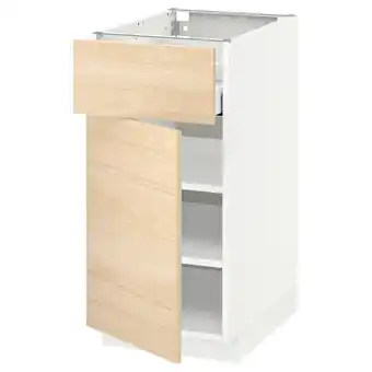 Metod / maximera base cabinet with drawer/door, white/askersund light ash effect, 40x60x80 cm