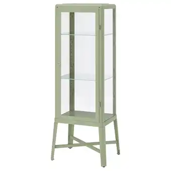 Fabrikör glass-door cabinet, pale grey-green, 57x150 cm