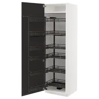 IKEA Metod high cabinet with pull-out larder, white/nickebo matt anthracite, 60x60x200 cm offer
