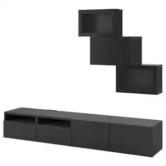 IKEA Bestå tv storage combination/glass doors, black-brown/lappviken black-brown clear glass, 240x42x190 cm offer