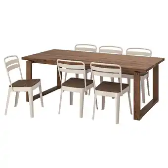 IKEA Mörbylånga / norrmansö table and 6 chairs, oak veneer/beige acacia, 220x100 cm offer