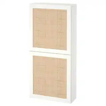 IKEA Bestå wall cabinet with 2 doors, white studsviken/white woven poplar, 60x22x128 cm offer