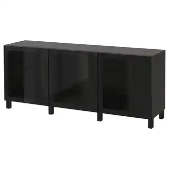 IKEA Bestå storage combination with doors, black-brown/glassvik/stubbarp black/clear glass, 180x42x74 cm offer