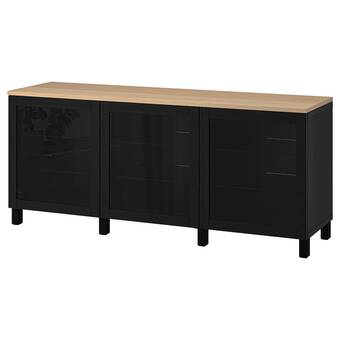 IKEA Bestå storage combination with doors, black/sindvik/stubbarp black, 180x42x76 cm offer