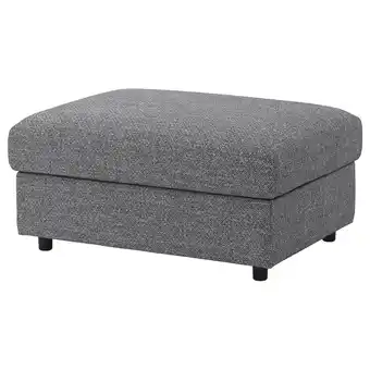 Vimle footstool with storage, lejde grey/black