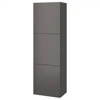 Bestå shelf unit with doors, dark grey/lappviken dark grey, 60x42x193 cm