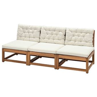 IKEA Nämmarö 3-seat modular sofa, outdoor, light brown stained/kuddarna beige offer