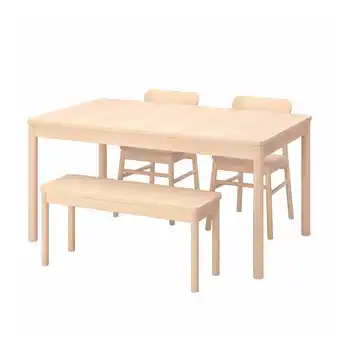 Rönninge / rönninge table with 2 chairs and bench, birch/birch, 155/210 cm
