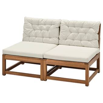 IKEA Nämmarö 2-seat modular sofa, outdoor, light brown stained/kuddarna beige offer