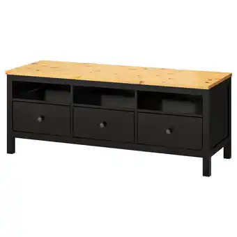 Hemnes tv bench, black-brown/light brown, 148x47x57 cm