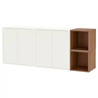 IKEA Eket wall-mounted cabinet combination, white/walnut effect, 175x35x70 cm offer