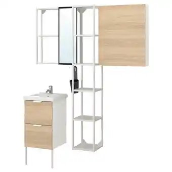 IKEA Enhet / tvällen bathroom furniture, set of 16, oak effect/white pilkån tap, 44x43x87 cm offer