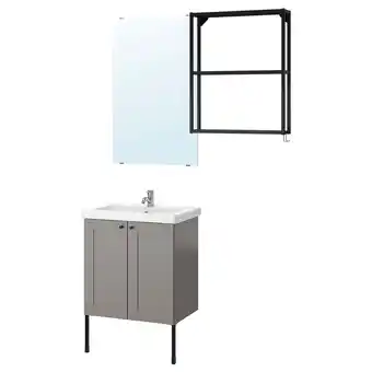 IKEA Enhet / tvällen bathroom furniture, set of 11, grey frame/anthracite pilkån tap, 64x43x87 cm offer