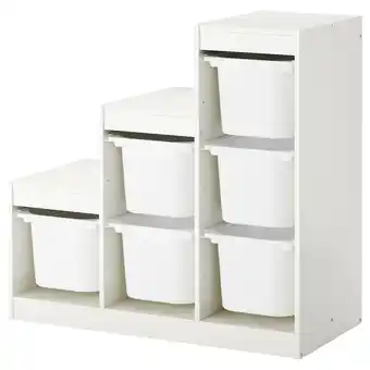 Trofast storage combination with boxes, white, 99x44x95 cm