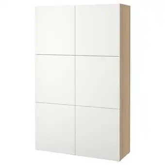 IKEA Bestå storage combination with doors, white stained oak effect/lappviken white, 120x42x193 cm offer