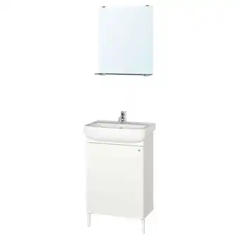 Nysjön / björkån bathroom furniture, set of 5, white/pilkån tap, 54x40x98 cm