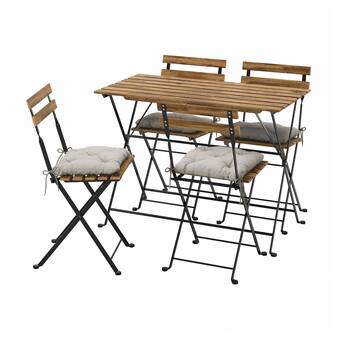 IKEA Tärnö table+4 chairs, outdoor, black/light brown stained/kuddarna grey offer