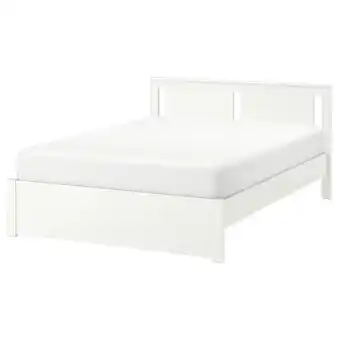 Songesand bed frame, white/luröy, queen