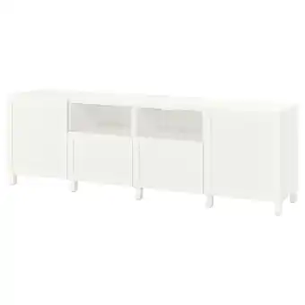 IKEA Bestå tv bench with doors and drawers, white/hanviken/stubbarp white, 240x42x74 cm offer