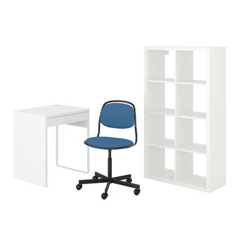 IKEA Micke/örfjäll / kallax desk and storage combination, and swivel chair white/blue/black offer