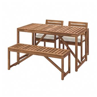 IKEA Nämmarö table+2 chairs+ bench, outdoor, light brown stained/frösön/duvholmen beige offer