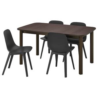 IKEA Strandtorp / odger table and 4 chairs, brown/anthracite, 150/205/260x95 cm offer