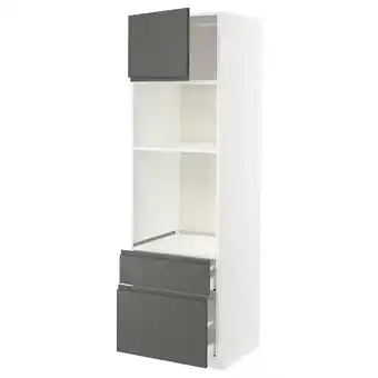 IKEA Metod / maximera high cab f oven/micro w dr/2 drwrs, white/voxtorp dark grey, 60x60x200 cm offer