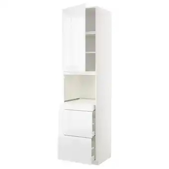 IKEA Metod / maximera hi cab f micro combi w door/3 drwrs, white/voxtorp high-gloss/white, 60x60x240 cm offer
