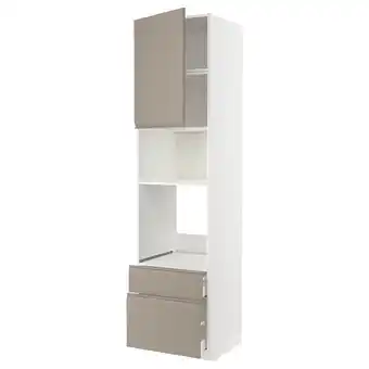IKEA Metod / maximera high cab f oven/micro w dr/2 drwrs, white/upplöv matt dark beige, 60x60x240 cm offer