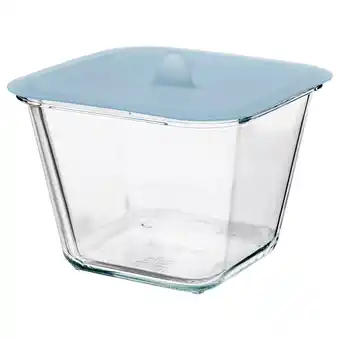 Ikea 365+ food container with lid, square glass/silicone, 1.2 l