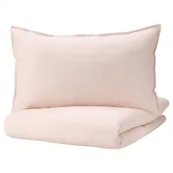 Bergpalm duvet cover and pillowcase, light pink/stripe, 150x200/50x80 cm