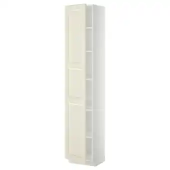 Metod high cabinet with shelves, white/bodbyn off-white, 40x37x200 cm