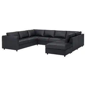 Vimle u-shaped sofa, 6 seat, with open end/grann/bomstad black