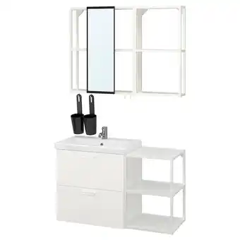 IKEA Enhet / tvällen bathroom furniture, set of 15, white/pilkån tap, 102x43x65 cm offer