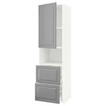 IKEA Metod / maximera hi cab f micro w door/2 drawers, white/bodbyn grey, 60x60x220 cm offer