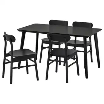 Lisabo / rönninge table and 4 chairs, black/black, 140x78 cm